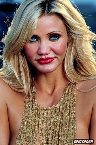 cameron diaz, hyper realistic, comprehensive cinematic, textured skin