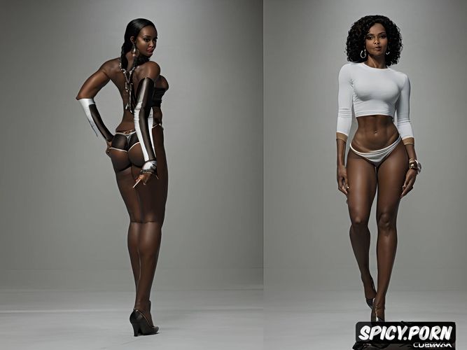 perfect body, featureless gray background, pam grier and victoria dillard