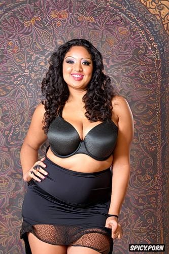 voluptuous supermodel, seductive, half view, gigantic saggy tits