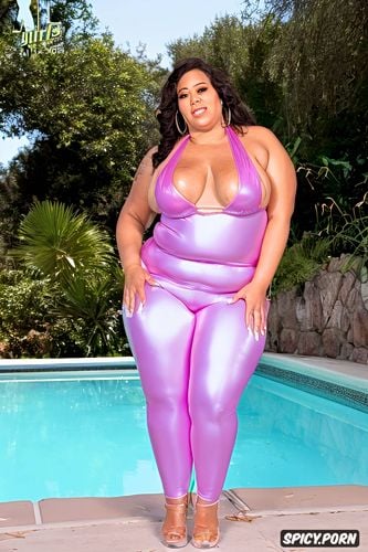 bbw shiny spandex inflatable pink donut