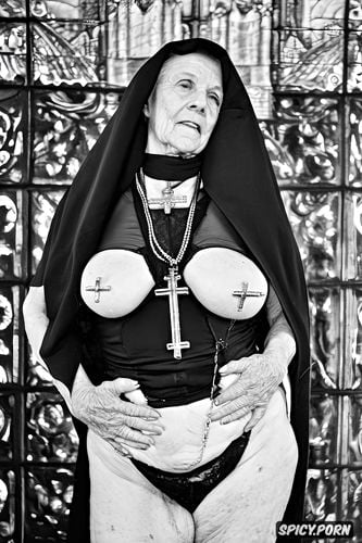 detailed face, pissing pussy, cross necklace, nun, entire body