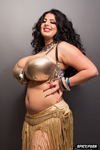 gigantic saggy tits, half view, gorgeous persian belly dancer