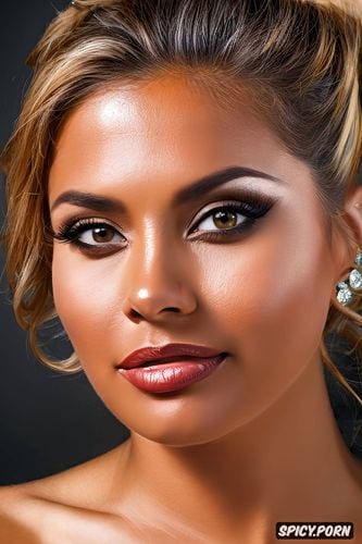 brazilian woman, tan, perfect face, giant silicon boobs, diamond earrings