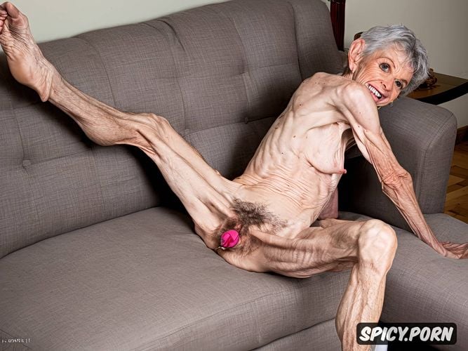 crackhead granny, couch, skinny, old granny no body fat, anal gape