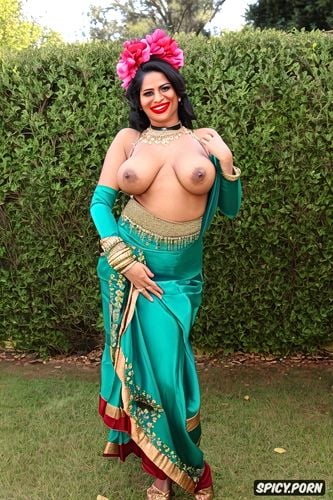 color photo, beautiful, wide broad hips, gorgeous voluptuous indian model milf bride