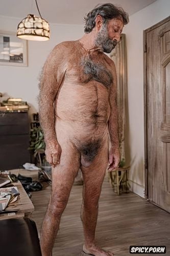 large natural breasts very perky nipples very cute face fucking in a cluttered apartment realistic detailed face very old man elderly man very tiny youngest teen
