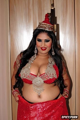 color photo, beautiful, wide broad hips, gorgeous voluptuous indian model milf bride