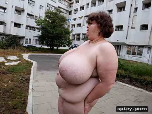 stupid fat mature polish woman with huge fat floppy saggy breasts very hairy large cunt fat round stupid face