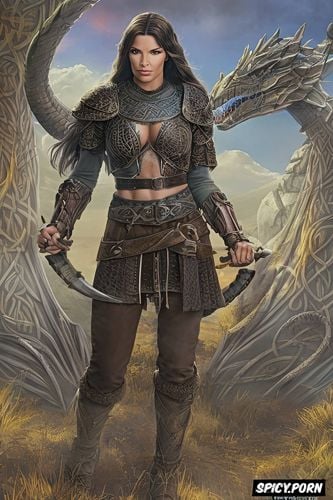 sandra bullock fantasy warrior, forgotten battles, nylons, creatures and dragons