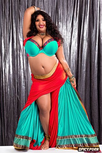beautiful voluptuous supermodel, front view, beautiful belly dance costume