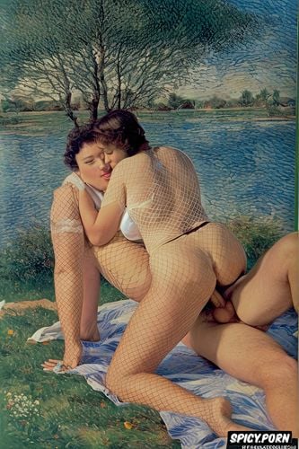 smiling, couple in the park, lustful penetration, transexual female