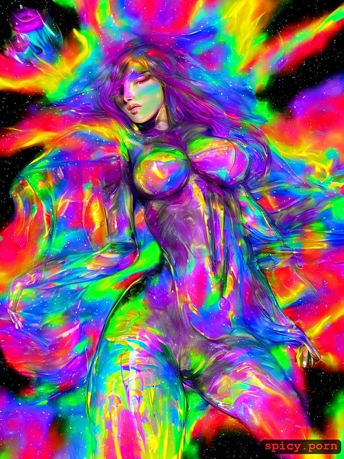 masterpiece, mushrooms, stoned, highres, trippy, female, realistic