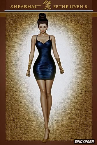 dark blue and gold silk dress long, white tennis shoes, voluptuous