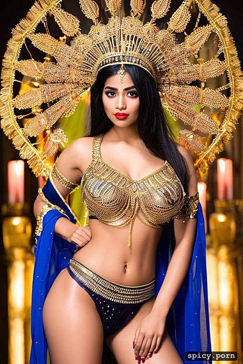 indian princess, black hair, full body front view, curvy hip