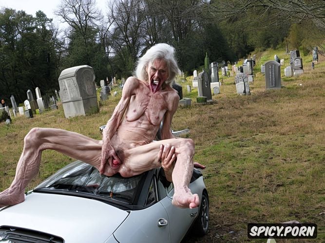 naked, super old granny, zombie, spreading hairy pussy, corpse