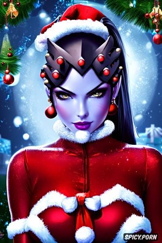 masterpiece, k shot on canon dslr, widowmaker overwatch tight low cut slutty christmas elf costume beautiful face