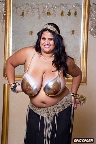 gigantic natural boobs, colored beads and pearls, massive saggy melons