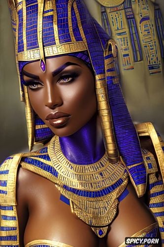 femal pharaoh ancient egypt egyptian pyramids pharoah crown royal robes beautiful face milf topless