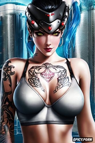 high resolution, widowmaker overwatch beautiful face young full body shot