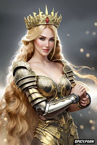 soft green eyes, masterpiece, female knight, long golden blonde hair in a braid
