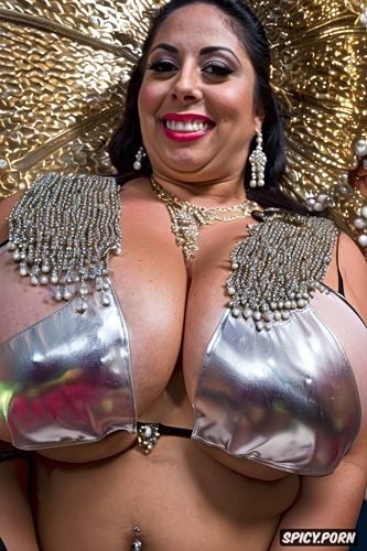 beautiful arabian bellydancer, colorful beads, huge natural tits
