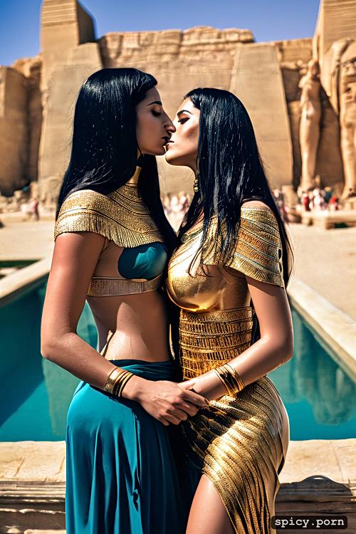 egypt, full body, wet pussy, gorgeous face, two women, curvy 30 yo cleopatra