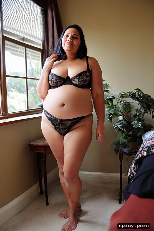 large high hips, shrink boobs, intricate, sagging fat belly