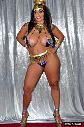 anatomically correct, performing on a dance floor, huge saggy boobs