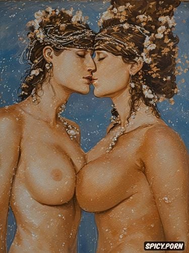 lesbian couple kissing, ancient greece