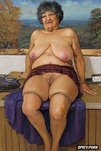 upskirt very realistyc nude pussy, the very old fat grandmother skirt has nude pussy under her skirt