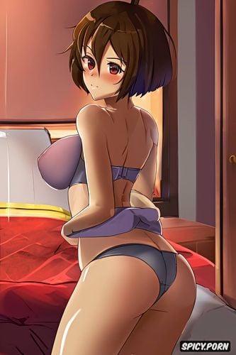 embarrassed, hentai, showing ass, wet, panties, anime, beautiful