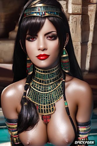 tits out, ultra realistic, tifa lockhart final fantasy vii remake female pharaoh ancient egypt pharoah crown beautiful face topless