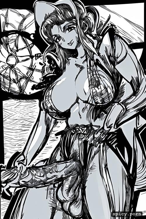 vibrant, big hips, hot body, highly detailed, ultra hd, looks like nami from one piece 1 woman with a dick