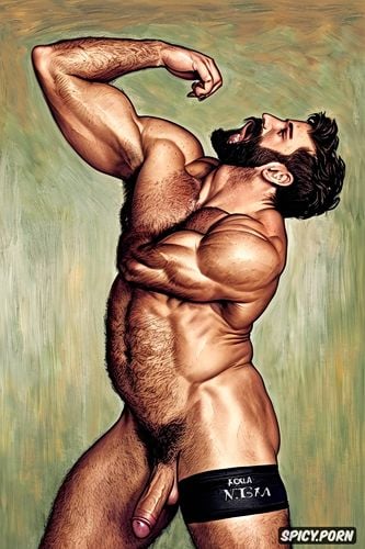 solo chubby ufc heavyweight heavy set huge biceps big belly hairy gay man with a big dick showing full body and perfect face beard showing hairy armpits indoors beefy body dark brown hair gay porn star