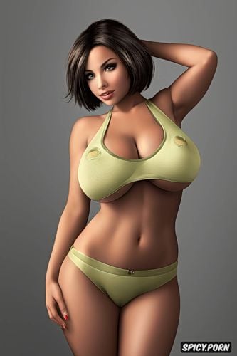 seductive, enormous boobs, no panties, big cleavage, huge boobs