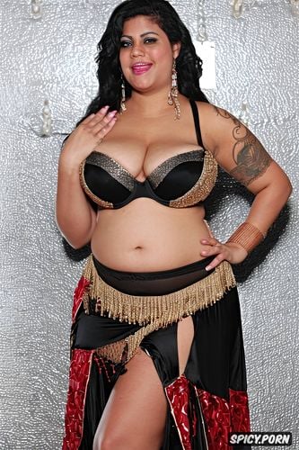 gorgeous indian belly dancer, giant hanging breasts, hourglass figure