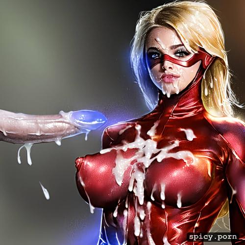tits covered in cum, female flash, flash costume with medium 8k shot on canon dslr