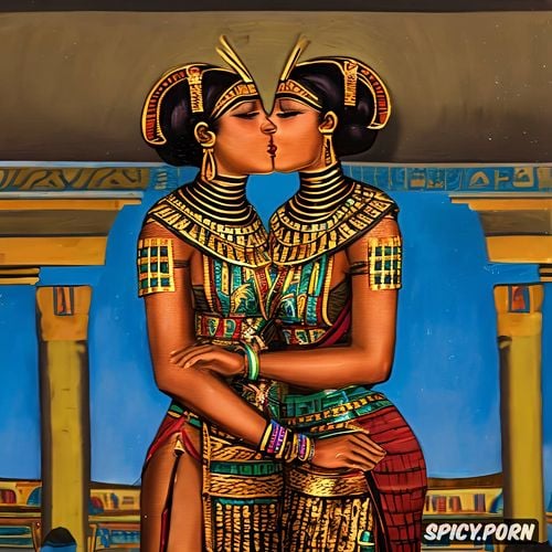 ancient egypt, lesbian couple kissing