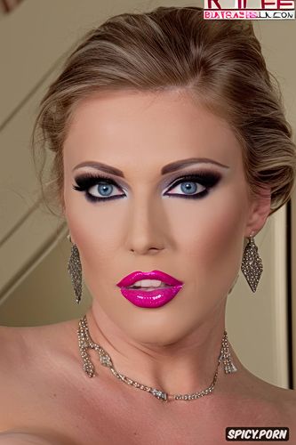model face, white female, puffy lips, gorgeous face, bimbo, face closeup