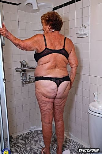 classy conservative seventy something granny with a kinky side she is wearing zebra print lingerie and slide mules she is standing in bathroom showing off for young neighbor ssbbw granny big ass beautiful face