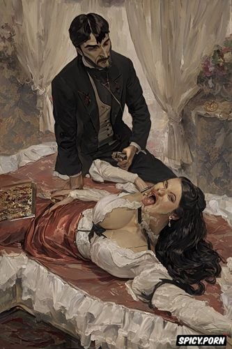 tongue out, hairy vagina, vampire, pyotr krivonogov, husband and wife on couch