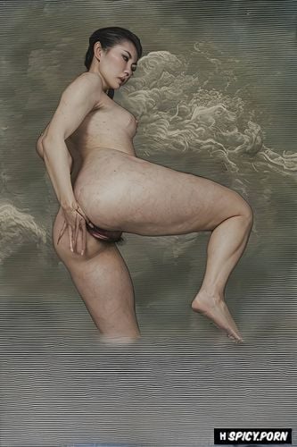 renaissance painting, polaroid photo, belly, dark ominous atmosphere