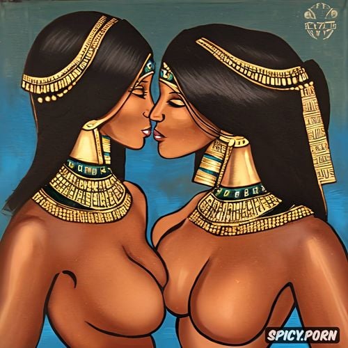 ancient egypt, lesbian couple kissing