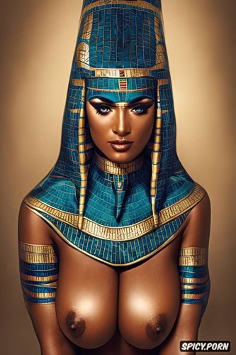 muscles, tits out, ultra detailed, k shot on canon dslr, femal pharaoh ancient egypt egyptian pyramids pharoah crown beautiful face topless