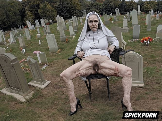 grey hair, point of view, very old granny, zombie, outdoors