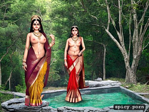 indian goddess, naked, white cum on body, 4k, tongue, huge tits