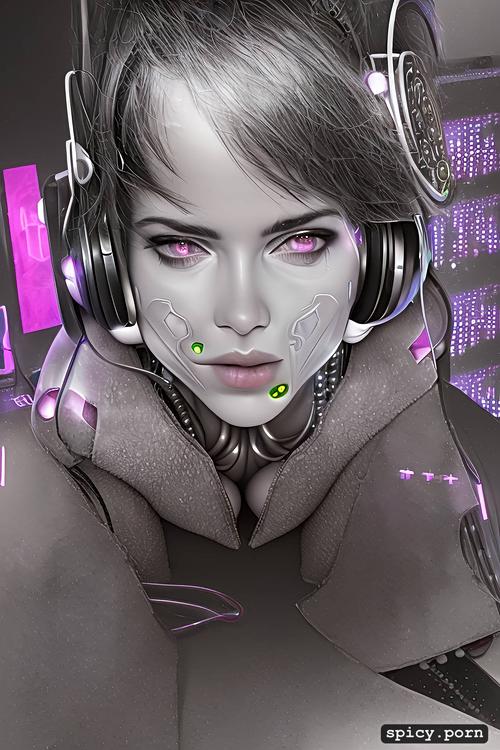 side lighting, beautiful woman kneeling in a cyberpunk display unit1 9