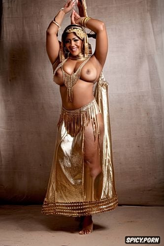 curvy, beautiful egyptian dancer, intricate beautiful dancing costume