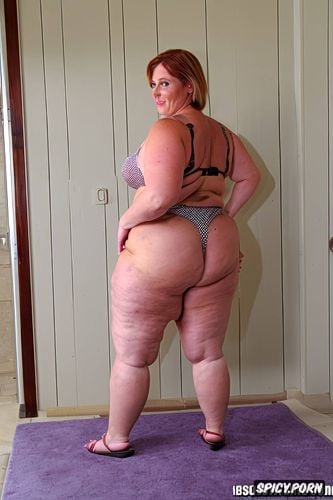 morbidly obese, camel toe, oiled skin, milf, thong bikini, pov