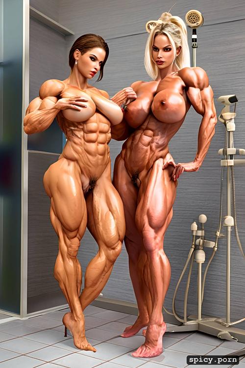 huge enormous breasts, gigantic muscular supermegaheavyweight female bodybuilder cute face